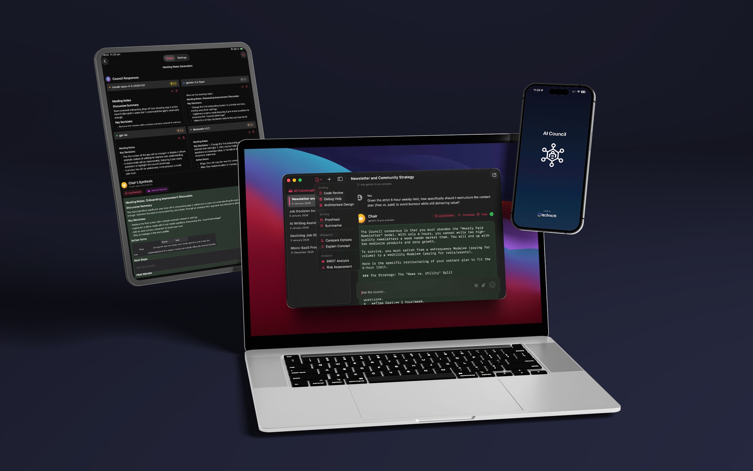 AI Council on Mac, iPhone and iPad